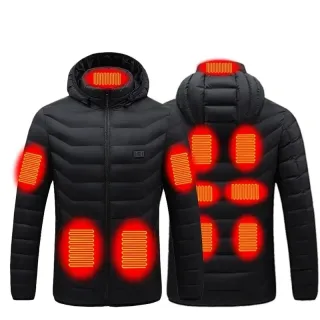 TENGOO HJ-11 Unisex Electric Heated Jacket - 11 Heating Areas,3-Modes Adjustable, USB Charging, Thermal Hoodie Jacket