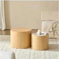 WILLIAMSPACE Couchtisch Lazio runder 2er-Set, Nesting Tische im Trend-Design (2er-Set), Maße ca 1.: B48 x T48 x H38cm/Maße ca 2.: B38 x T38x H32 cm