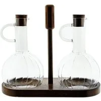 Almina Ölspender Luana Con Due Öl & Essig Set - 2 Glasflaschen 350 ml mit Holzständer, (1-tlg)