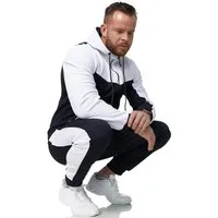 L.gonline Freizeitanzug Herren Trainingsanzug, Jogginganzug mit Kapuzenjacke 0986 (Kapuzenjacke mit Reißverschluss, Hose, 2-tlg), Fitness Freizeit Casual