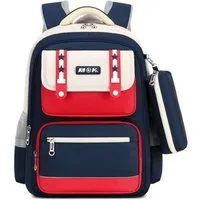 AURIVION Schulrucksack Schulrucksack robust & wasserabweisend, geräumig, bequem für Alltag (Set, 2-tlg., 1 Schulrucksack mit verstellbaren Schulterträgern), Große Kapazität, wasserabweisend, atmungsaktive Schulterträger