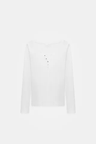 Slim Fit Baumwoll-Bluse mit langen Ärmeln und Knopfleiste