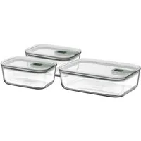 Mepal Frischhaltedose Glas-Frischhaltedose 3-tlg. EasyClip Nordic Sage, (Gläser-Set), Glas-Frischhaltedose, 3er-Set, 24,20cm, Glas, klar
