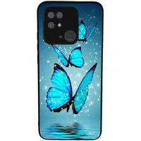 Traumhuelle Handyhülle TPU HÜLLE Silikon MOTIV 4 Case Cover Schutzhülle Backcover Etui 5G, Schmetterling Blau Handy Bumper Smartphone Rückschale Schwarz