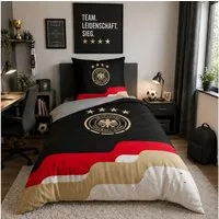 Deutscher Fußball-Bund Bettwäsche DFB Deutscher Fussball Bund, 100% Baumwolle, 135x200 80x80cm, Renforcé, 2 teilig, mit Querstreifen in Deutschland Farben