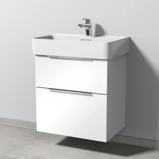 Sanipa 3way Waschtischunterbau zu Laufen VAL Waschtisch mit 2 Auszügen, Weiß-Glanz UF82178