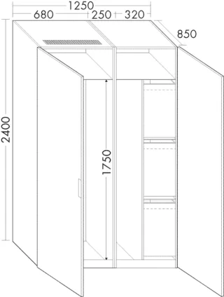 Burgbad Hochschrank rc40 System PG2 2400x1250x850 Sand Hochglanz, SFYN125RF4005 SFYN125RF4005