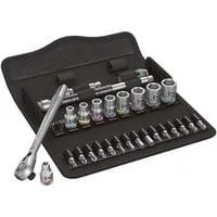 Zyklop Metal-Knarrensatz 8100 SA 11, Zoll-Größen, Werkzeug-Set 28-teilig, mit Umschaltknarre, 1/4"