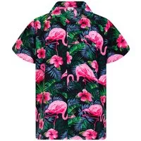 King Kameha Hawaiihemd "Flamingo Flowers" Funky Hawaii-Hemd Herren Kurzarm Front-Tasche