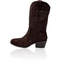Nowaland Damen Sommerstiefel im modischen Cowboy-Stil Stiefel Seitlicher Reißverschluss-luftiges Cut-Out-Design-femininer Silhouette