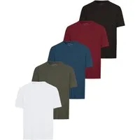 Man's World Rundhalsshirt (5er-Pack) Kurzarm, Regular Fit, unifarben, Rundhals, aus Baumwolle