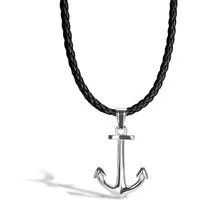 SERASAR Lederband LederHalskette mit Edelstahl Anhänger "Anchor" (1-tlg), aus Echtleder