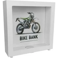 speecheese Spardose Enduro Motorrad Rahmen Spardose aus Holz mit Spruch Bike Bank