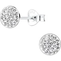 ALEXANDER YORK Paar Ohrstecker Geo KRISTALL rund weiß, 2-tlg. (Ohrstecker), 925 Sterling Silber
