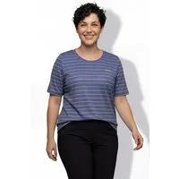 Ulla Popken T-Shirt Funktions-Shirt Ringel Cut-Out Rundhals Halbarm