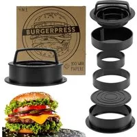 riijk Burgerpresse Hamburgerpresse, Kunststoff, Burgerpresse Set mit Pattie-Trenner und Rezepten