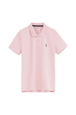 Poloshirt rosa mit Rigby Go Stickerei im Regular Fit