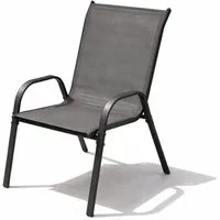 Mojawo Armlehnstuhl Outdoorstuhl Gartenstuhl Stapelstuhl Metall Textilen Anthrazit
