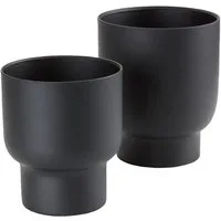 tinkaro Blumentopf Blumentöpfe Set aus Metall 14x16 x 16x19 cm Schwarz (1 St), Schwarze Pflanzkübel in zwei Größen für verschiedene Wohnbereiche