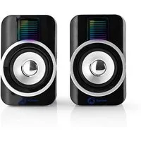 Nedis GSPR20020BK Lautsprecher 2.0 (30 W, USB, 3.5 mm, Lautstärkeregler, kompakte Bauform, für Gaming, Musik)