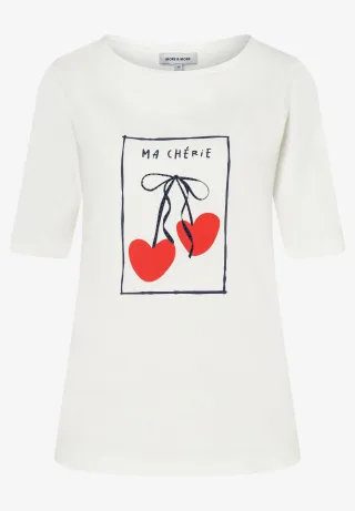 MORE & MORE - T-Shirt mit Kirschen-Print weiß - Gr. - 36