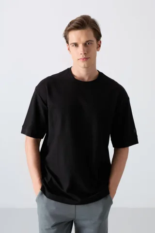 Übergrößen Baumwollmix Rundhals-T-Shirt