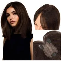 LuxusKollektion Echthaar-Extension Haartopper Echthaar Clipin Extensions Frauen Ohne Pony 02 Dunkel Braun