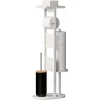 Yorbay WC-Garnitur Toilettenpapierhalter stehend aus Bambus, (WC-Bürstenhalter/Ablage, /Toilettenbürste/Klorollenhalter), Stand WC Garnitur mit Klobürste für WC, Toilette, Badezimmer
