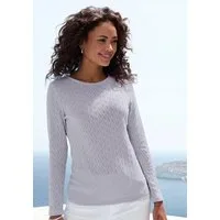 Vivance Langarmshirt mit modischem Ajour-Muster Sommershirt aus leichtem Baumwollstrick