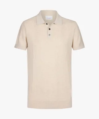 Profuomo - Cremefarbenes Polo mit Fischgrätenmuster cremeweiß - Gr. - XXL