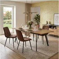 B&D home Essgruppe Mara & Vicka, (Set, 5-tlg., 1 Tisch / 4 Stühle), Esstisch ausziehbar bis 160cm für 4-6 Personen, Stühle in Samtstoff