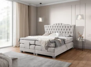 Boxspringbett Elektrisch Bett FAUSTO 160x200cm in Stoff Wind Grau