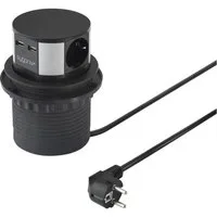 Sygonix 3fach Steckdosenturm mit 2 x USB-A SY-4780156 Steckdosenleiste, mit USB, versenkbar, erhöhter Berührungsschutz