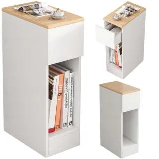 Nachttisch,, Weiß, Holzwerkstoff, 20x60x33 cm, Schlafzimmer, Nachttische