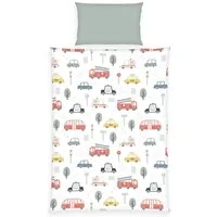 Baby Best Wendebettwäsche babybest Fahrzeuge, Flanell, 2 teilig, mit niedlichem Allover-Print
