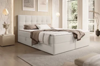 Boxspringbett Schlafzimmerbett ARTURO 180x200cm Stoff Freya Altweiß