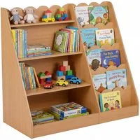 COSTWAY Kinderregal, 5 stufiges, mit 4 offenen Ablagen & verstecktem Ablagefach