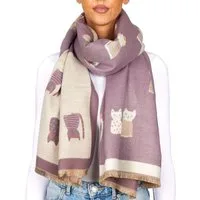 BRUBAKER Schal Cashmirillo Damen Schal mit Katzen Muster - 70 x 200 cm, (Herbstschal Winterschal, 1-St. Weiches Kaschmir-Gefühl), Warm, Kuschelig und Oversized - Damenschal für Herbst und Winter