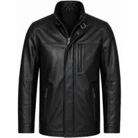 Mouflon Lederjacke Danny „Echtes Herren Lederparka Schwarz mit extra langen Ärmeln