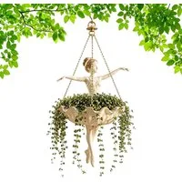 Kunstpflanze Blumentopf Hängend Balletttänzerin Blumenampel Garten Balkon Deko, FELIXLEO