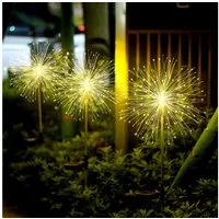 Salcar LED Solarleuchte LED Solarleuchte 2x 180 LEDs Solarlampe Feuerwerk Lichter, Warmweiß, 8 Modi LED Lichterkette Automatische Beleuchtung