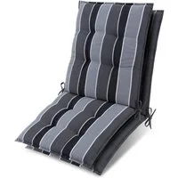 Beautissu Sitzauflage 2er Set Niedriglehner Auflage Sun-NL 100x50x8cm Anthrazit-Gestreift, 8cm Dicke Gartenstuhlauflage mit Befestigung UV-Lichtechtheit 5