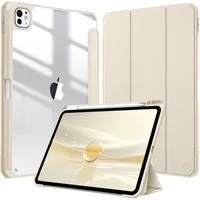 Fintie Tablet-Hülle für iPad Pro 11 Zoll (M5/M4) 2025/2024 mit Stifthalter, Stoßfeste Schutzhülle mit transparenter Hartschale auf der Rückseite
