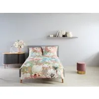 fleuresse Bettwäsche Fleuresse Mako-Satin Bettwäsche 155x220 Blüten Schmetterling terra, Mako-Satin, 2 teilig, für Sommer und Winter
