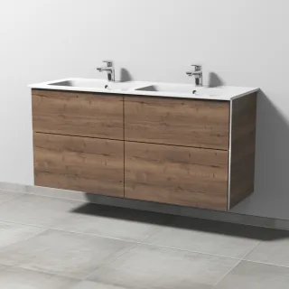Sanipa 3way Waschtischunterbau zu Duravit ME by Starck Waschtisch mit 4 Auszügen, Eiche-Tabak BR72850