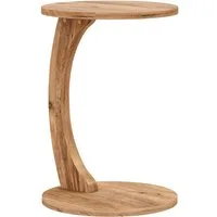 en.casa Beistelltisch, »Holeby« C-Form mit 4 Rollen rund 56 x Ø 38 cm Holzoptik