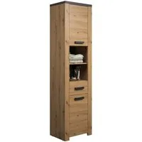 trendteam Hochschrank Badezimmerschrank Badschrank Highboard Badmöbel Eiche 53x196x35cm