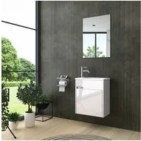 inter Badmöbel-Set 3 tlg. Badezimmer Möbel Badschrank mit Spiegel, (Komplett Set, Unterschrank mit Spiegel), Hochglanz, Matt