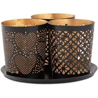 Amagohome Teelichthalter Kerzenständer Kerzenhalter Teelichthalter Metall schwarz gold