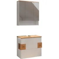 Vicco Badmöbel-Set Eden, Weiß/Artisan-Eiche, 2 Teile, (2-St., 2er Set)